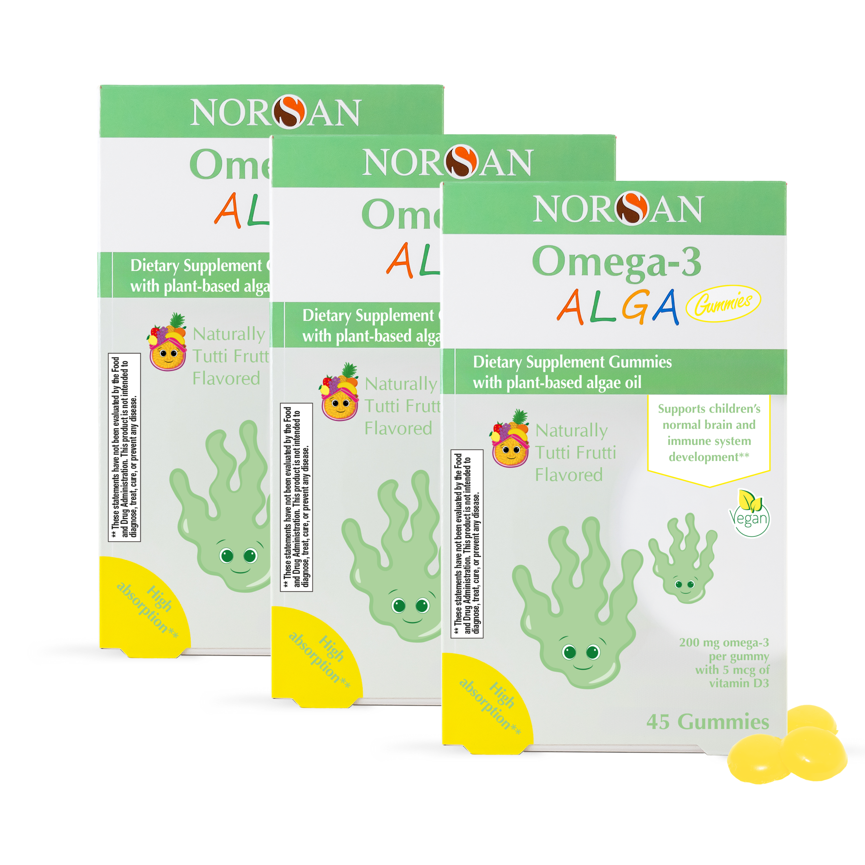 Set of 3x Norsan Omega-3 Alga Gummies