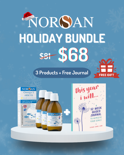 XMAS SET of 3x NORSAN OMEGA-3 ARKTIS: Naturally Lemon Flavored - 6.8 fl oz (200 ml) + Christmas Gift