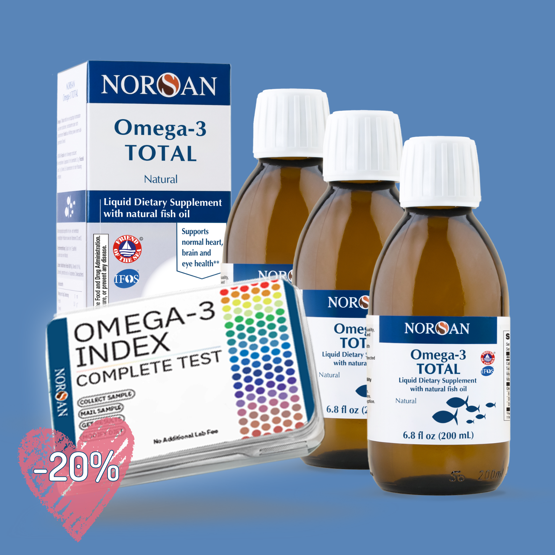 3x Norsan Omega-3 Total Oil+Test Bundle