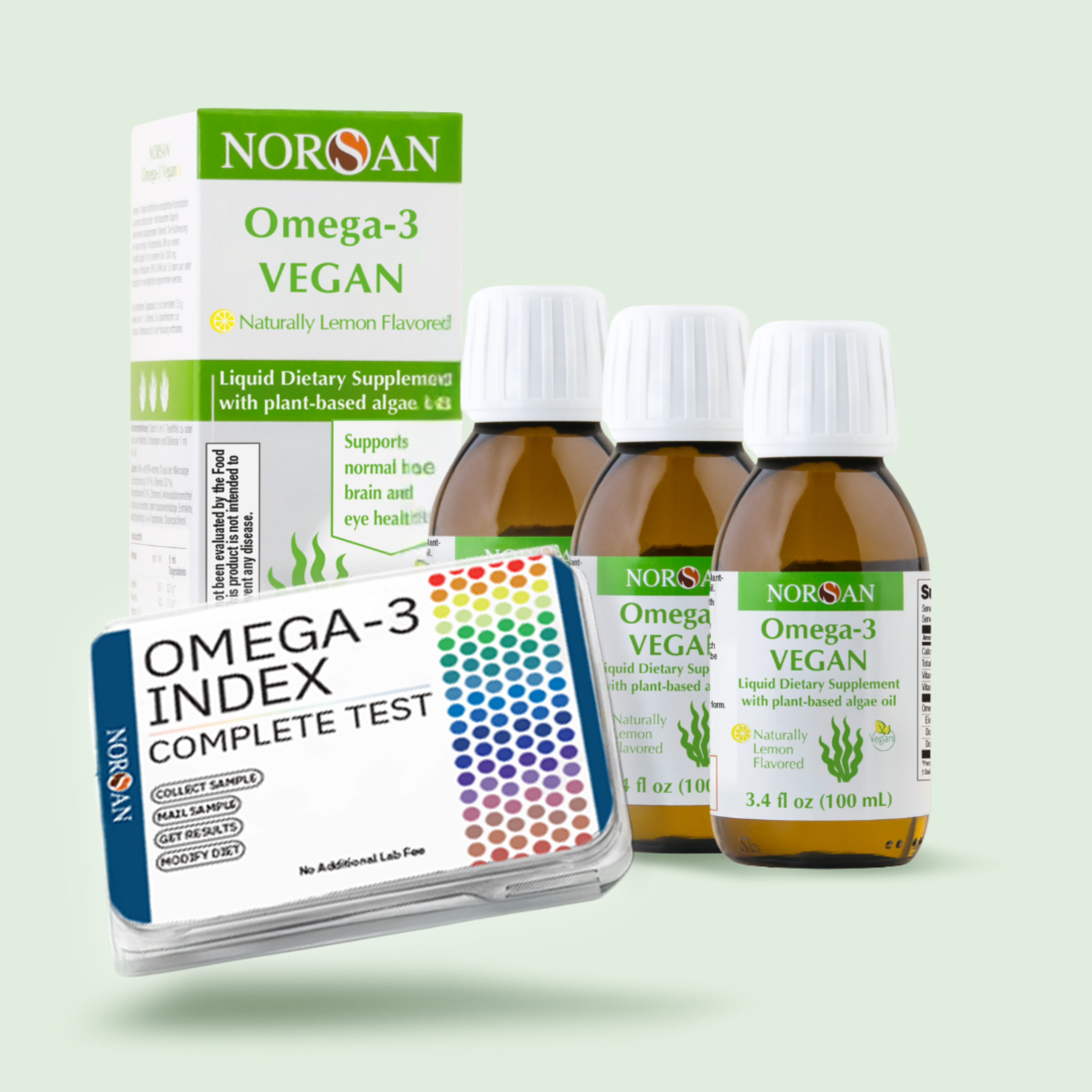 3x Norsan Omega-3 Vegan Oil+Test Bundle