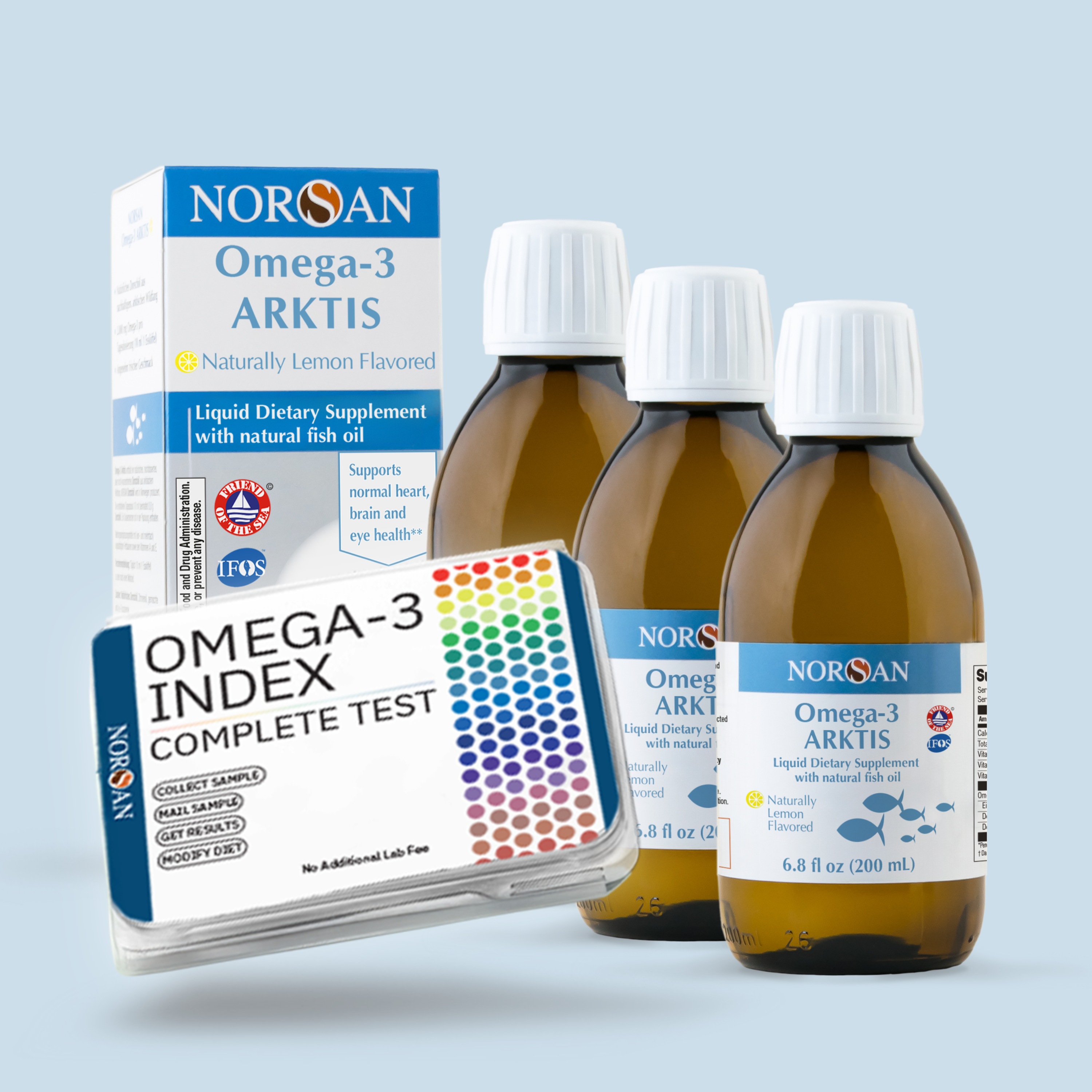 3x Norsan Omega-3 Arktis Oil+Test Bundle