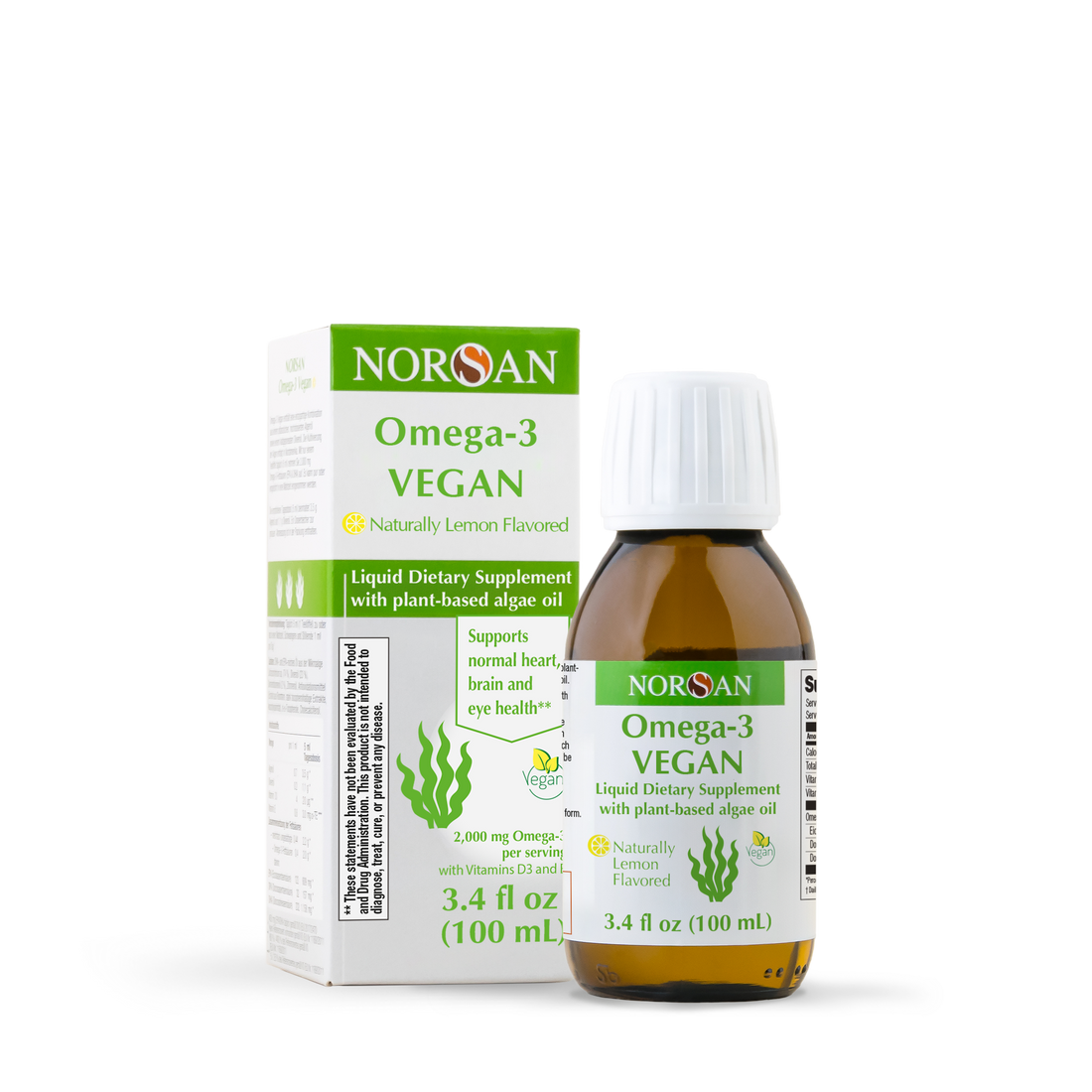NORSAN OMEGA-3 VEGAN: Naturally lemon flavored - 3.4 fl oz (100 ml)