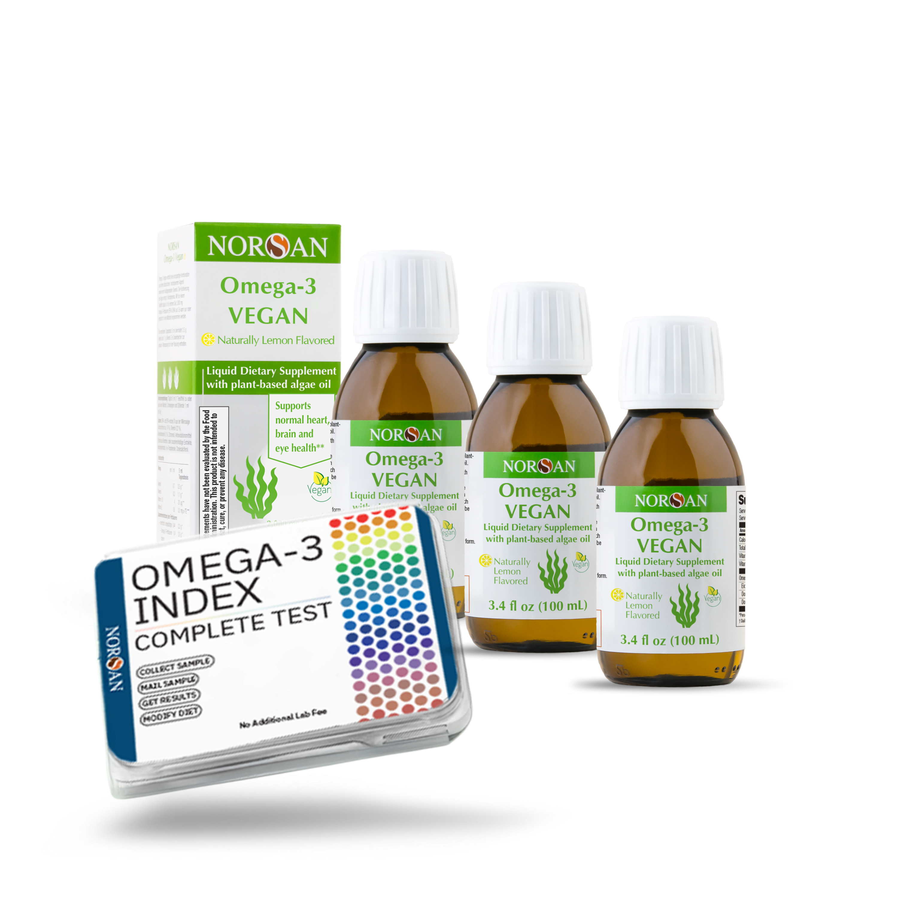 3x Norsan Omega-3 Vegan Oil+Test Bundle